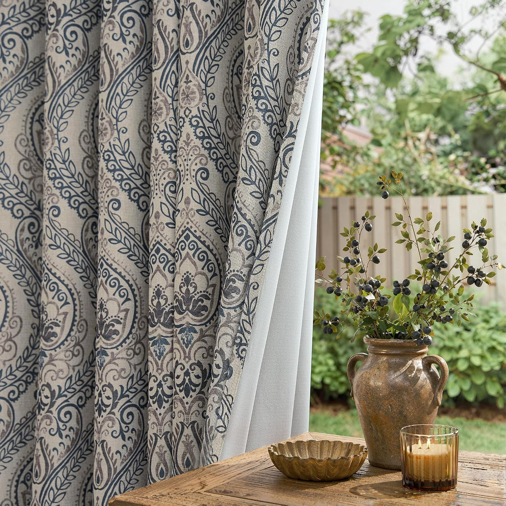 jinchan Curtains for Living Room Darkening 96 Inches Long, Medallion Drapes f...