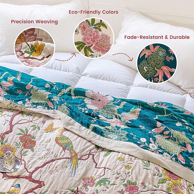 MSGKV The Boho Layer: 50"x60" Cotton Throw Blanket – Lightweight & Reversible - Image 3