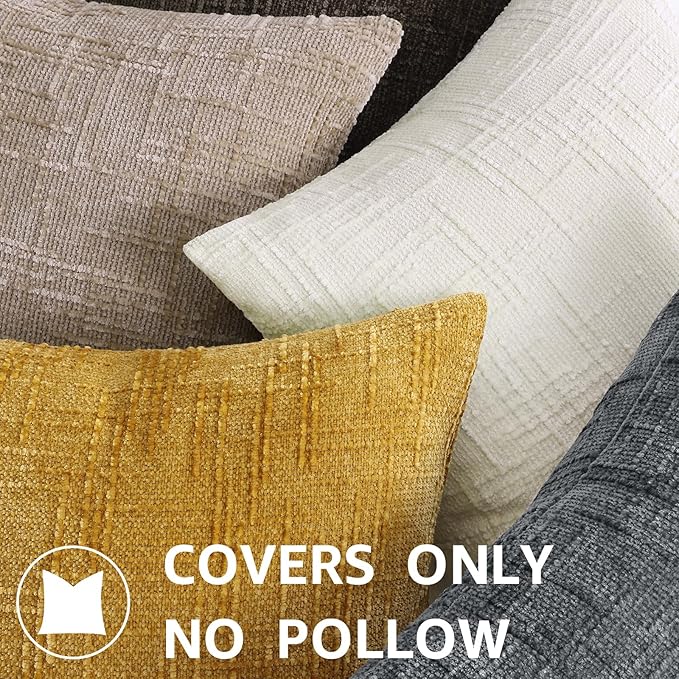 decorUhome Summer Cream White Chenille Throw Pillow Covers 16x16 Set of 2 - Image 8
