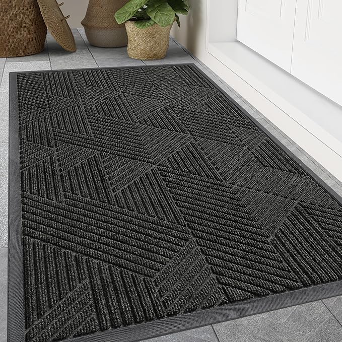 Smiry Front Door Mat Outside Entrance, Heavy Duty Sturdy Natural Rubber Doormat by Smiry