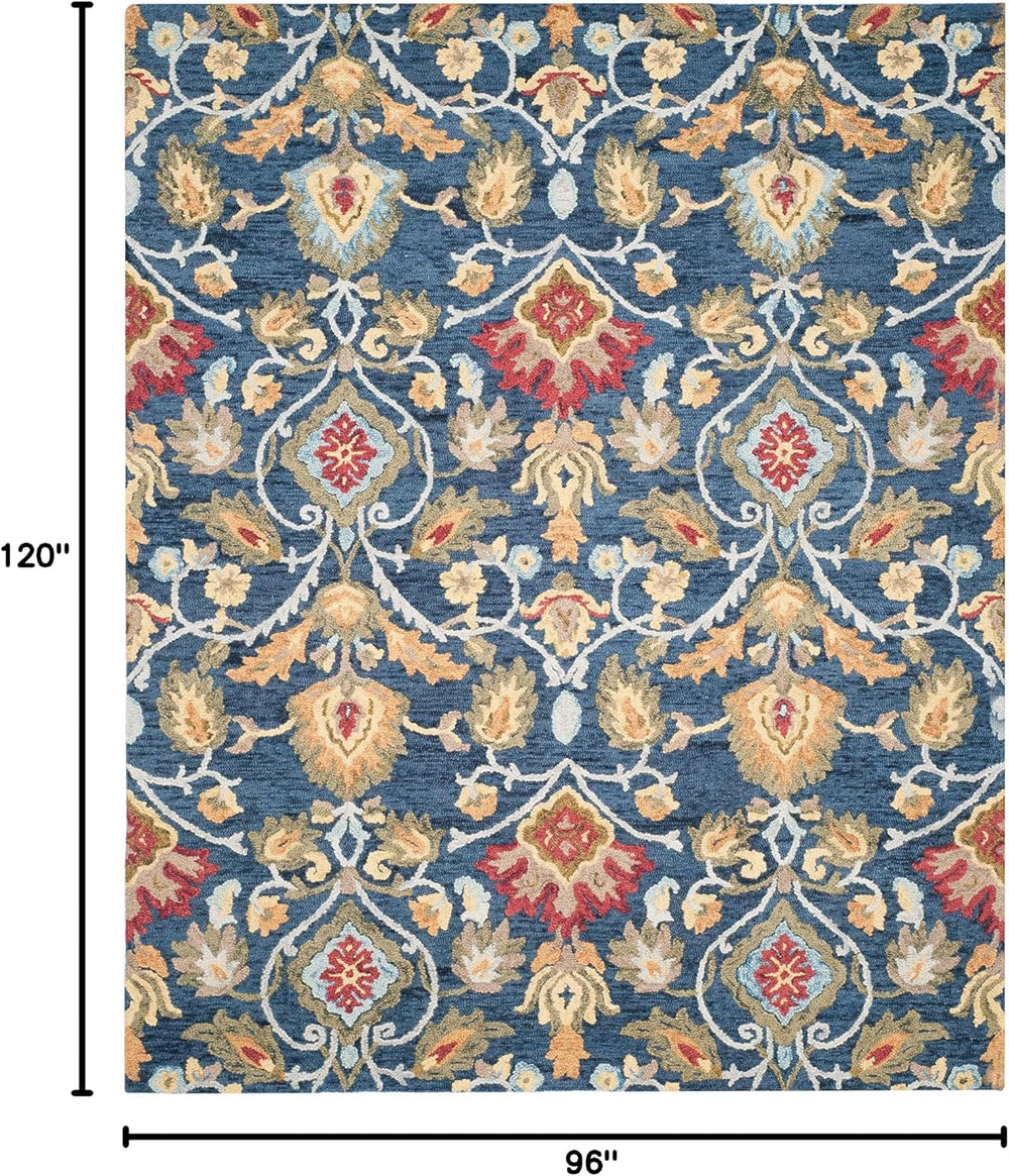 SAFAVIEH Blossom Wool Area Rug 8'x10', Traditional Navy & Multi B...