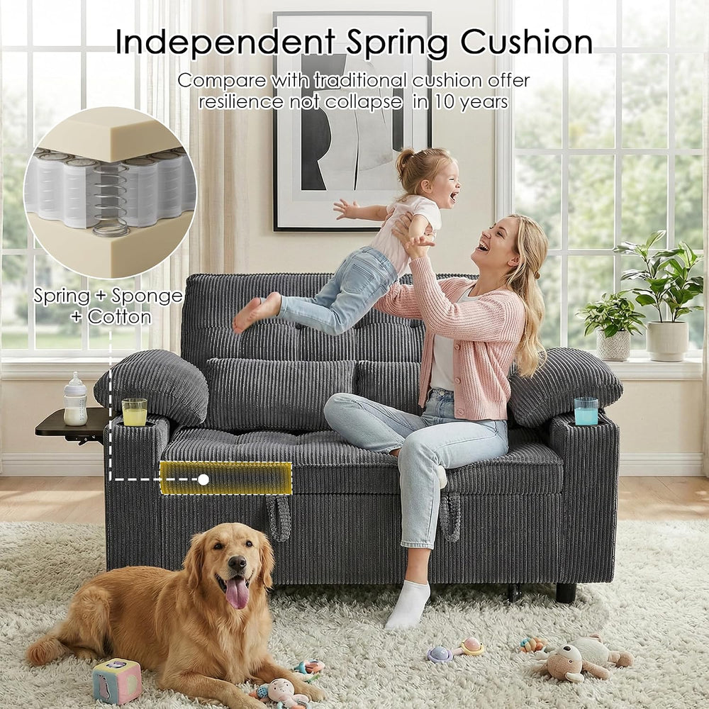 Wakefit 58in Sleeper Sofa Bed, Convertible Pull Out Couch Bed Full Size Cordu...