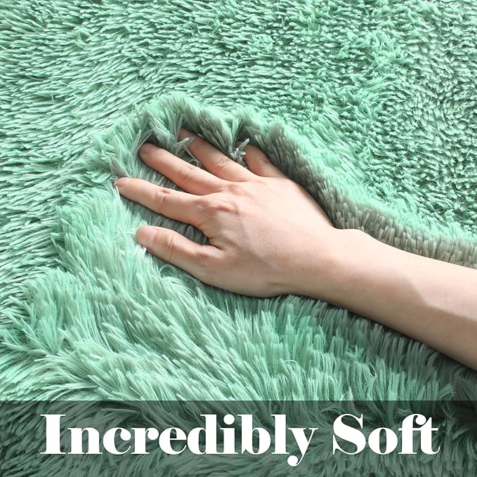 ONASAR Sage Green Area Rugs for Bedroom Living Room, 4x6 Fluffy Cute Indoor - Image 2