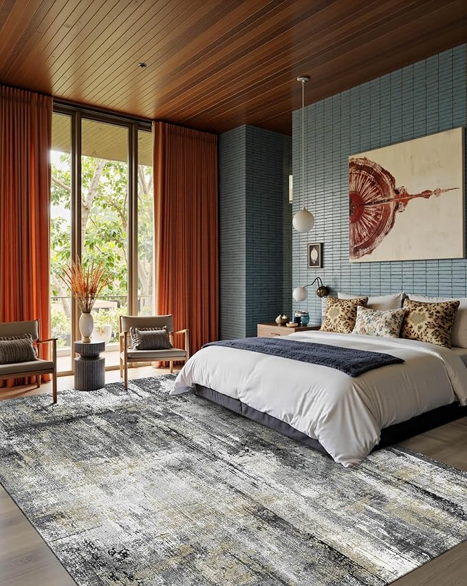 Latte&Fog 6x9 Area Rugs for Living Room Bedroom, Boho Non Slip Low Pile Carpet - Image 3