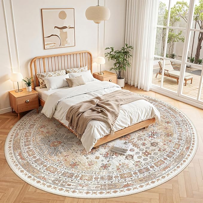 zesthome 9ft Round Rugs for Living Room, Non-Slip Washable Round Area Rugs - Image 9
