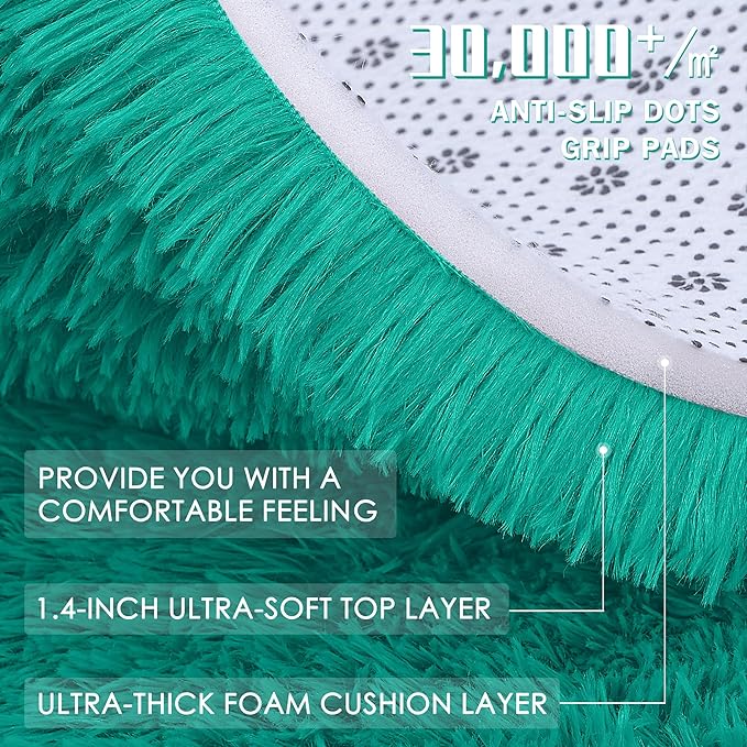 OLANLY Teal Green Round Rugs for Bedroom - Image 7