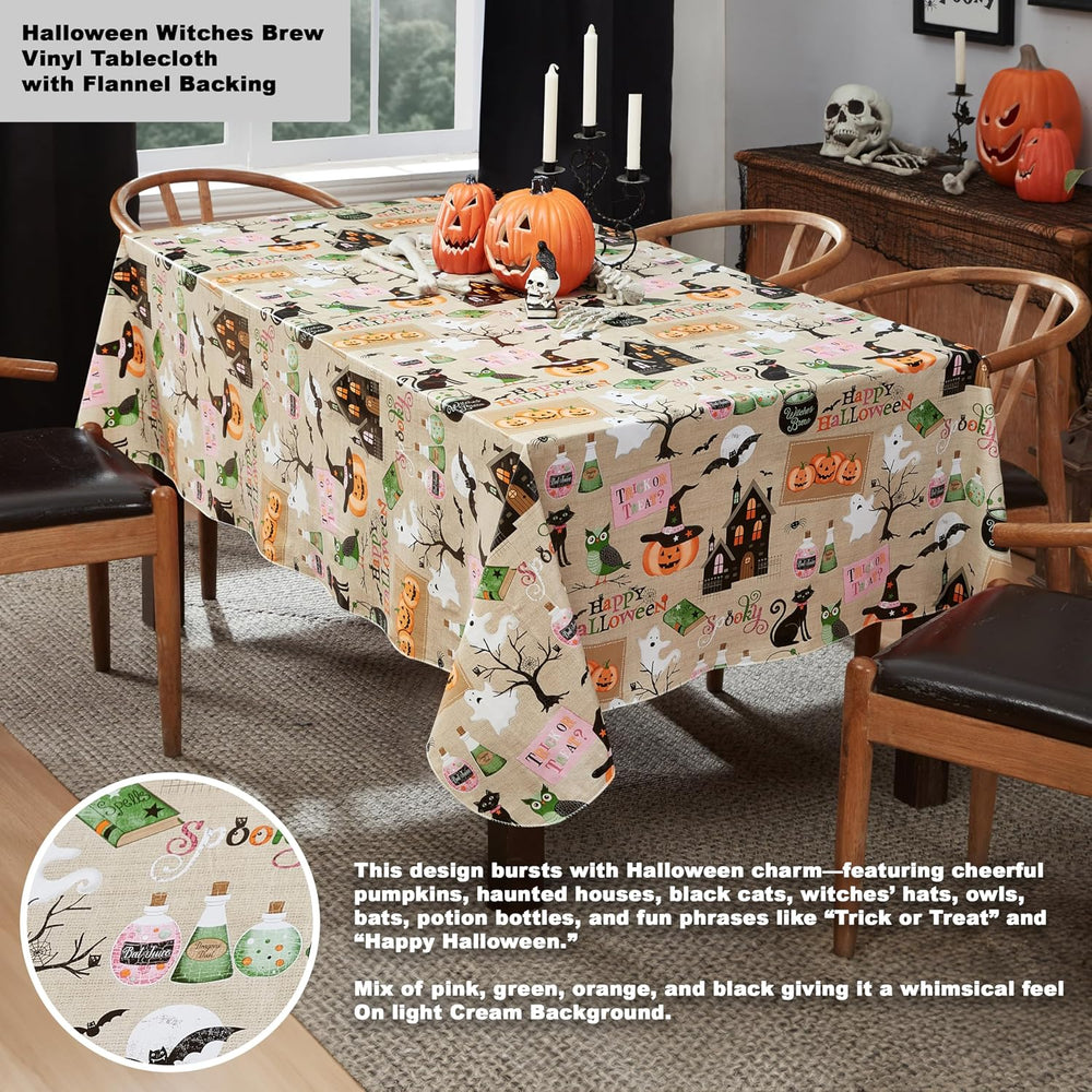 Newbridge Halloween Witches Brew 60 x 120 Inch Rectangle Vinyl Tablecloth