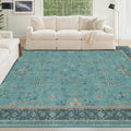 Boho Teal 6x8 Rug for Living Room, Washable Area Rugs for Bedroom, Dining Room by HazoHaus