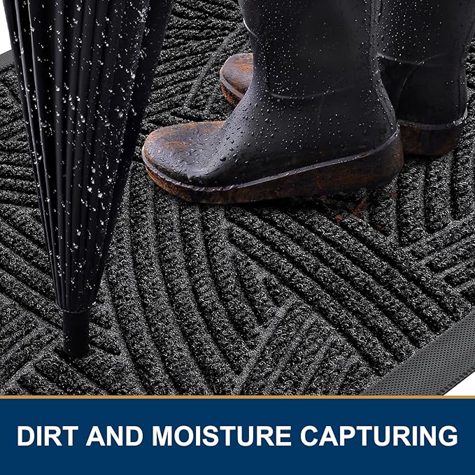 Smiry Front Door Mat Outside Entrance, Heavy Duty Sturdy Natural Rubber Doormat - Image 3