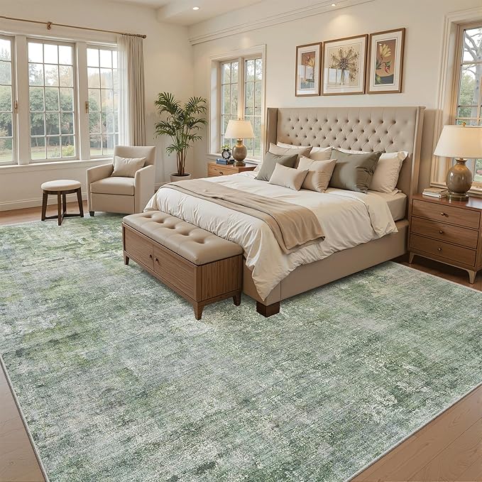 Abstract Rug 8x10 Large Living Room Rugs Neutral Modern Washable Area Rugs - Image 3