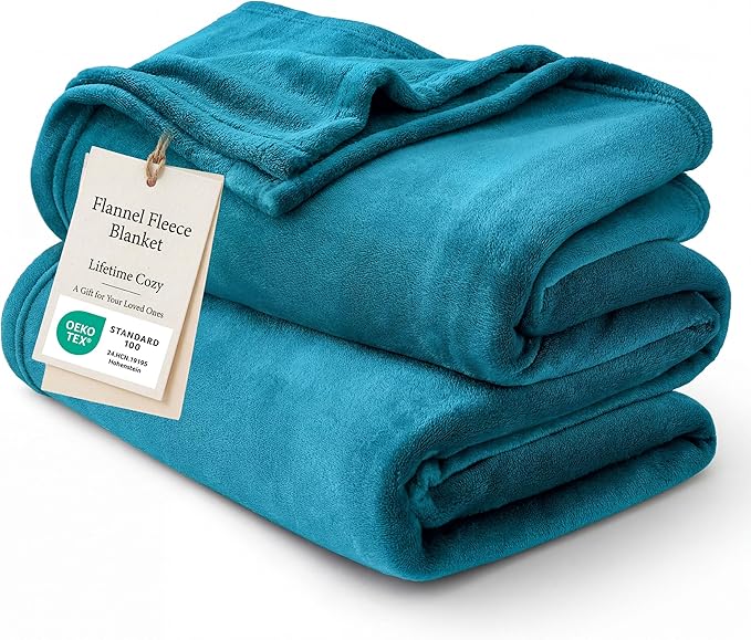 Bedsure Teal Blue Fleece Blanket 50x70 Blanket by BEDSURE