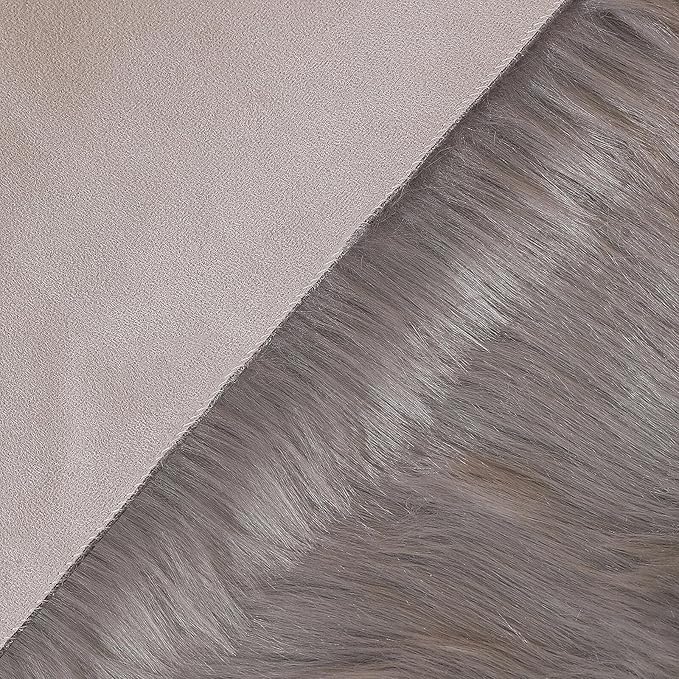 linmopm Faux Fur Rug Sheepskin Shag Fluffy Fuzzy Grey 2x3 ft Small Rugs - Image 6