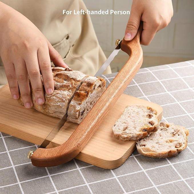 Uprichya Bread Knife for Homemade Bread Sourdough, Wooden Bread Bow Knife for - Image 6