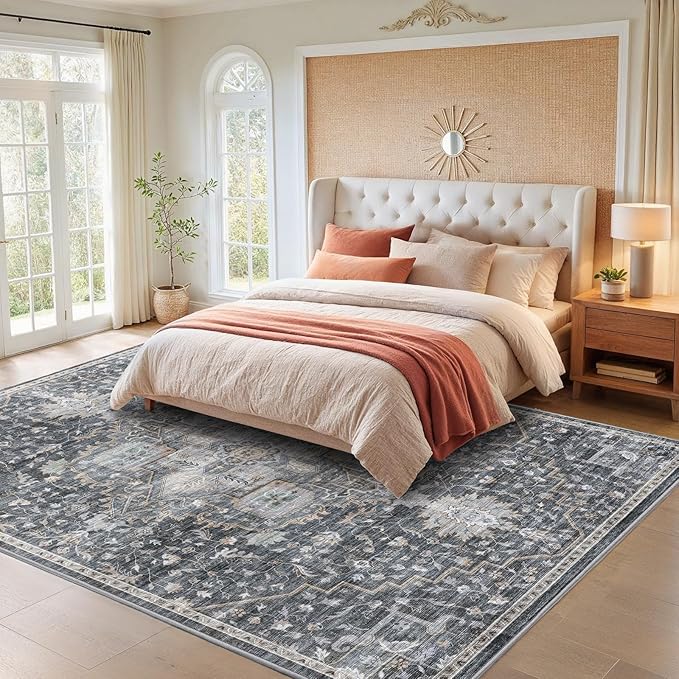 AMADA HOMEFURNISHING 9x12 Washable Area Rug, Low-Profile Large Area Rug - Image 2