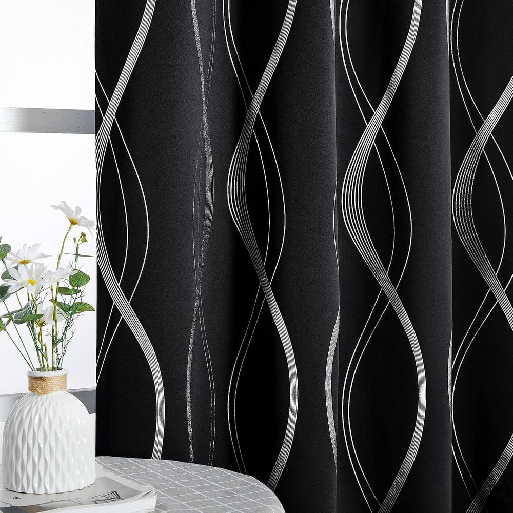 NICETOWN Black Out Grommet Pattern Curtain Panels 84 inches Long