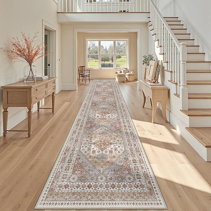 3x14 Runner Rug for Hallway, Non-Slip Long Kitchen Mats for Floor, Vintage - Image 4