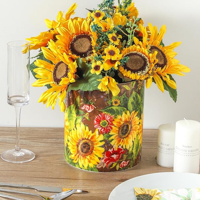 7" Oil Painting Sunflower Utensil Holder, Large Kitchen Utensil Holder Organizer - Image 4