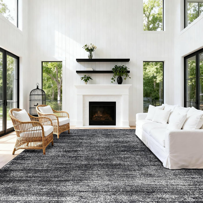 Black Area Rug 8x10 Abstract Soft Washable Rugs Hardwood Floor Protector