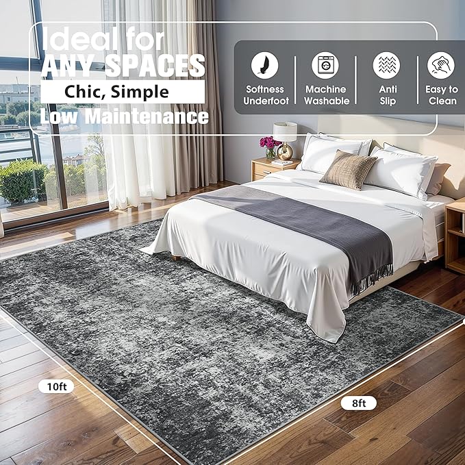 8x10 Area Rugs for Living Room Rug Washable: Abstract Large Rug for Dining Room - Image 2