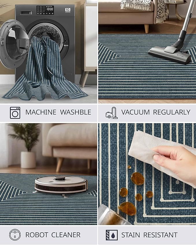 Latte&Fog 5x7 Area Rugs for Living Room Bedroom, Boho Non Slip Low Pile Carpet - Image 8