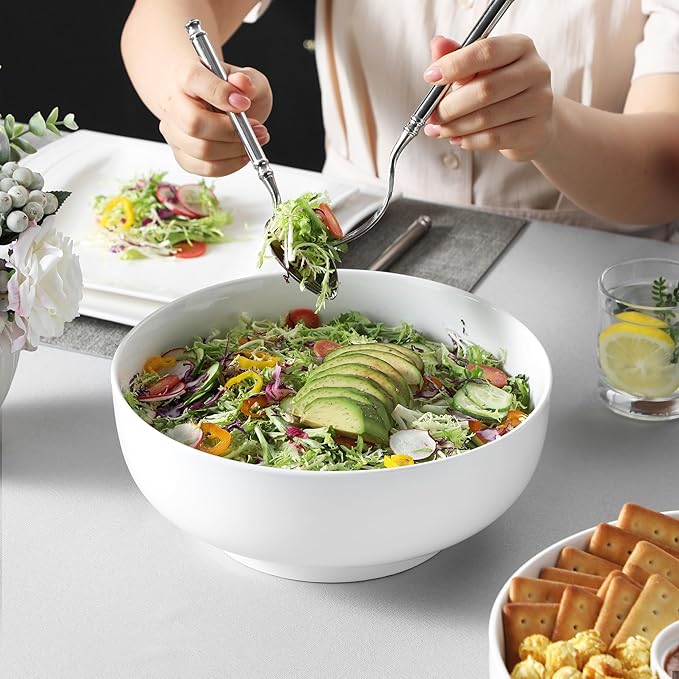 MALACASA Serving Bowls, 114 OZ Extra Large Salad Bowls Set of 2, Porcelain - Image 5