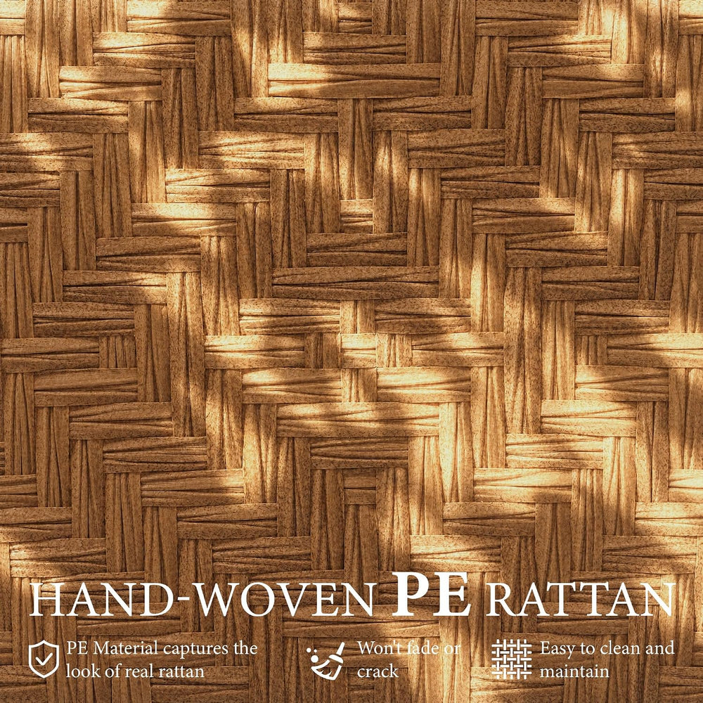 Yechen Queen Size Bed Frame with 56.7" Tall Headboard, Handwoven PE Rattan