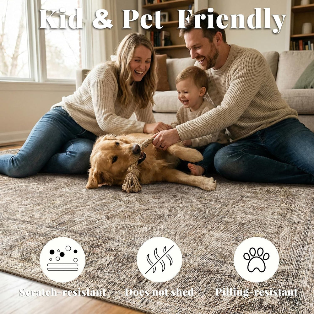 Machine Washable Rugs for Living Room: 6x9 Area Rugs for Bedroom