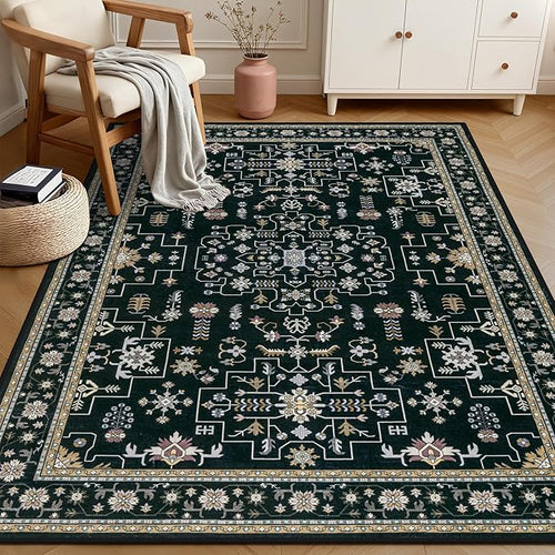 4x6 Area Rugs for Living Room: Washable Rug Soft Vintage Boho Medallion Carpet - Image 2