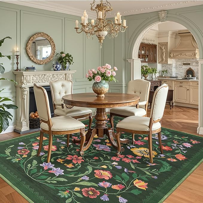 Washable Rug 5x7 Area Rugs for Living Room, Protea Floral Rug for Bedroom - Image 3