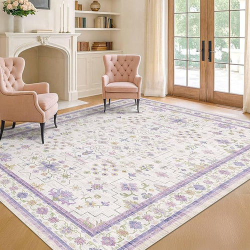 5x7 Light Purple Area Rug for Girls Bedroom, Living Room, Non Slip Washable by HazoHaus