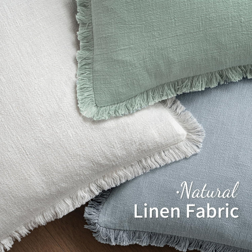 MIULEE Boho Linen Fringe Decorative Throw Pillow Covers Sky Blue 18x18