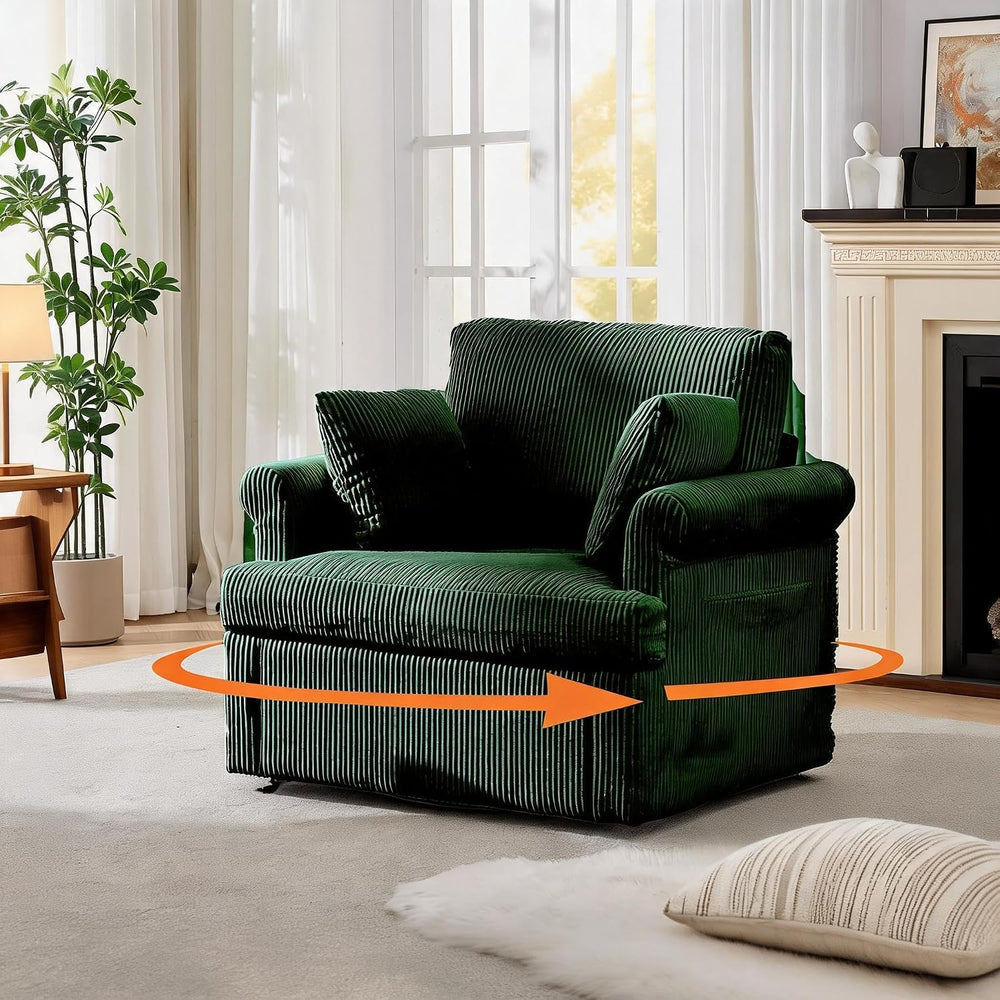 Garvee 39" Modern 360 °Swivel Accent Chair,Large Corduroy Accent Chairs ...