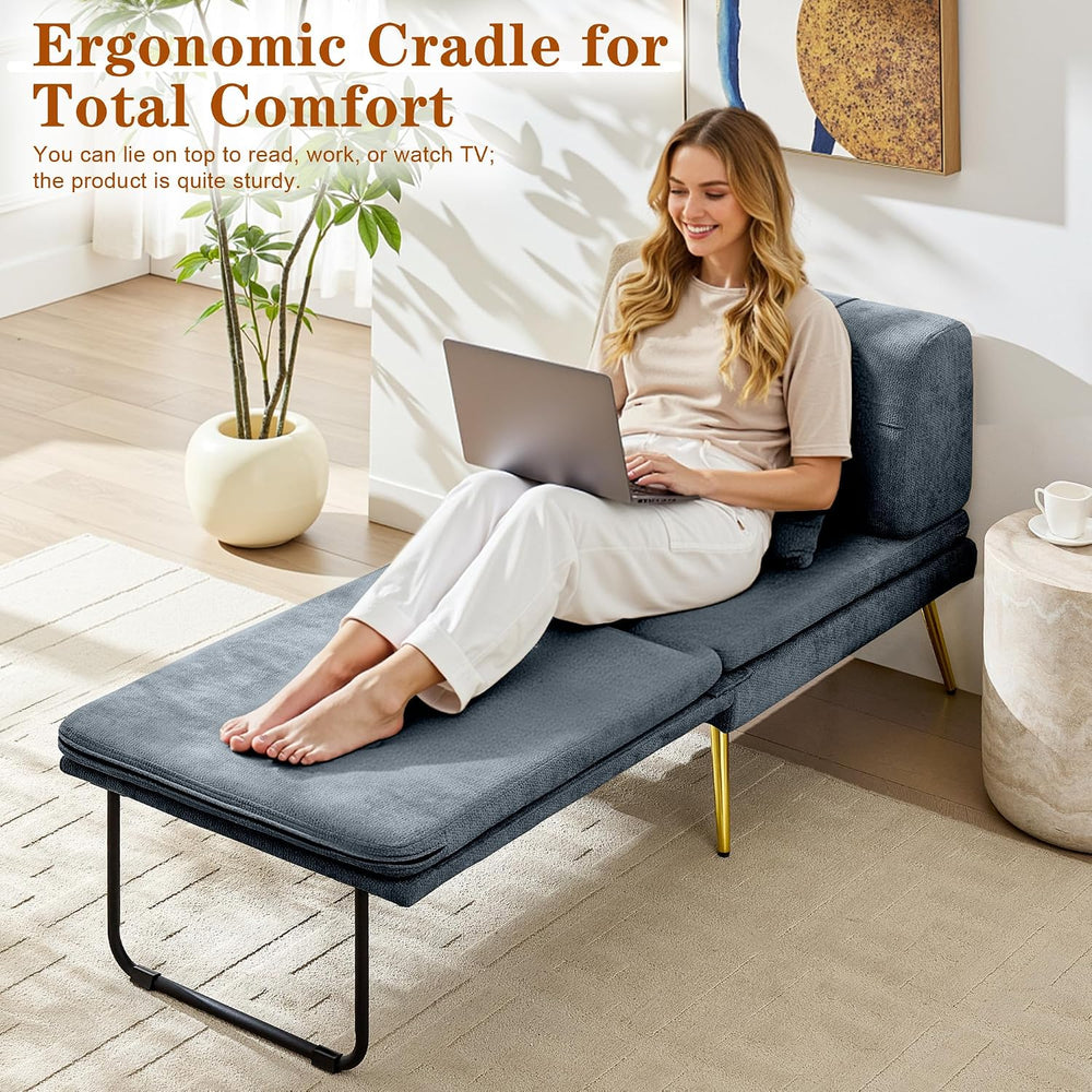 Futon Chair, 3-in-1 Chair Sleeper Bed for Adults with Back Support