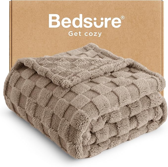 Bedsure GentleSoft Light Brown Throw Blanket by BEDSURE