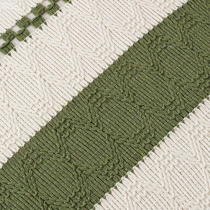 Fancy Homi Set of 1 Boho Moss Green Euro Decorative Throw Pillow Cover 26x26 - Image 4