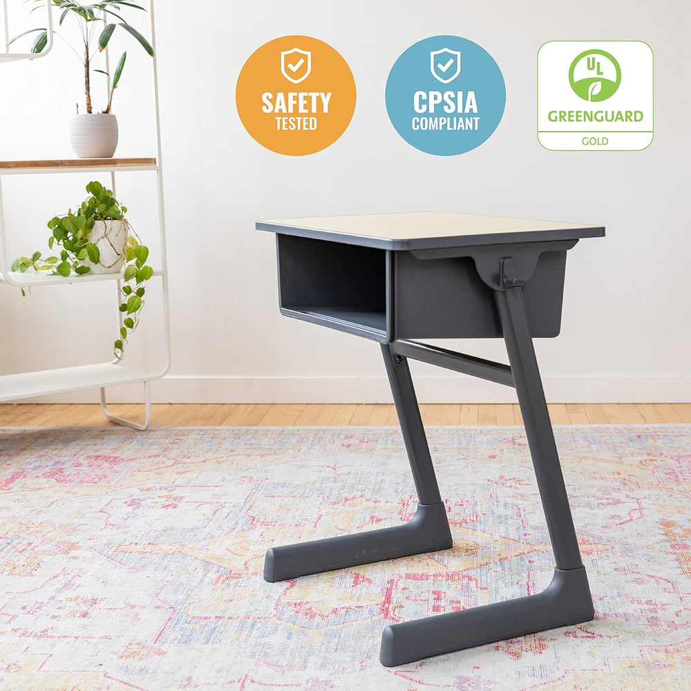 ECR4Kids Cave Open Front Desk with Plastic Book Box, Classroom Furniture, Map...
