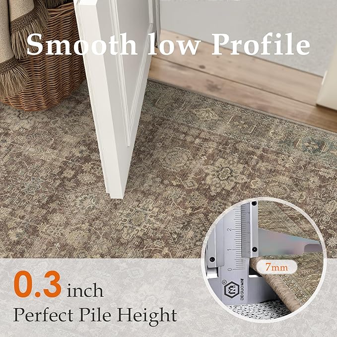 9x12 Washable Area Rug for Living Room Bedroom Vintage Rust Red Non Slip Carpet - Image 6