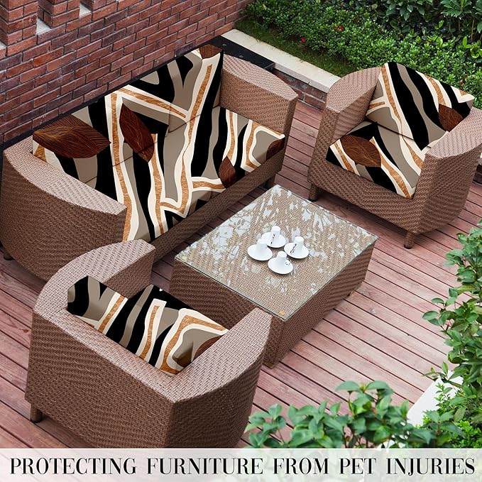 8Pcs Outdoor Cushion Covers, Patio Cushion Covers, Stretch Elastic Slipcovers - Image 6