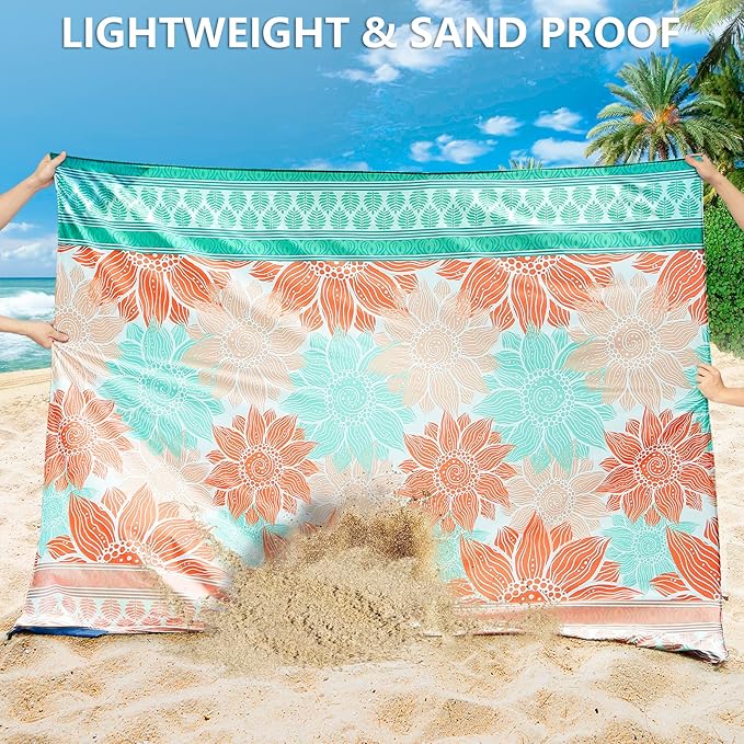 HIHOHO Beach Blanket Waterproof Sandproof Extra Large Beach Mat 79" X - Image 3