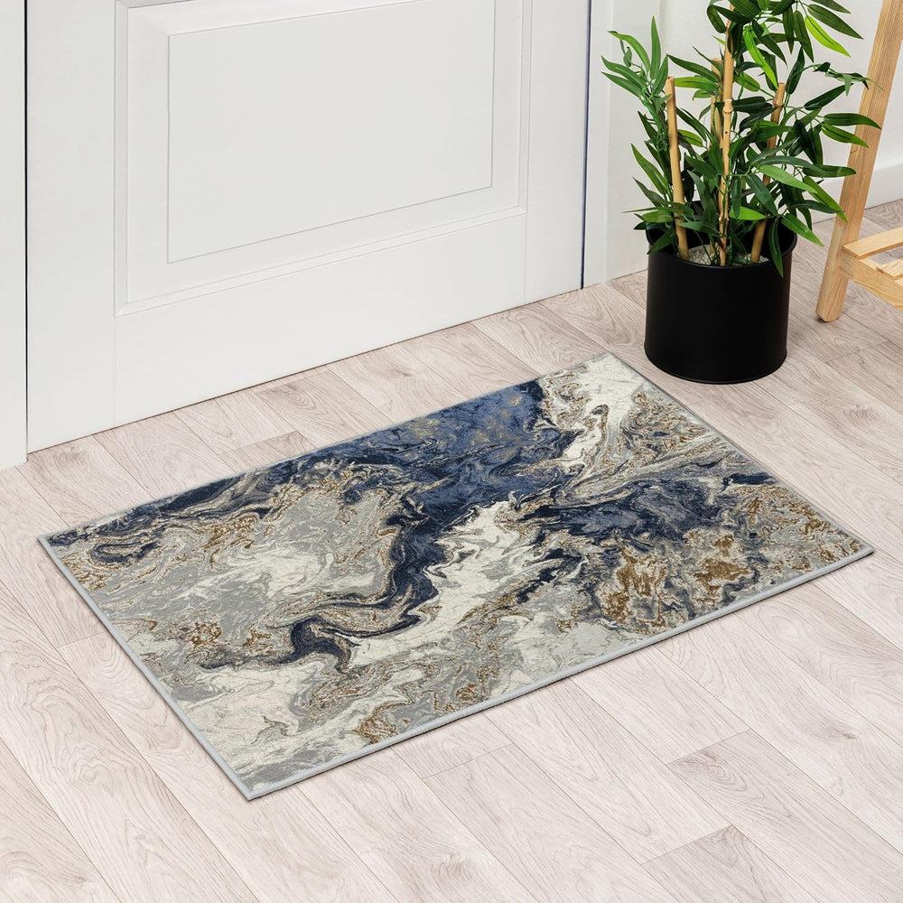 LUXE WEAVERS Marble Abstract Swirl Area Rug Blue 2x3