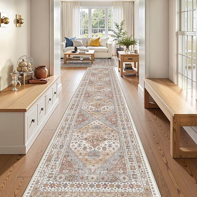 3x16 Runner Rug for Hallway, Non-Slip Long Kitchen Mats for Floor, Vintage by Restydon