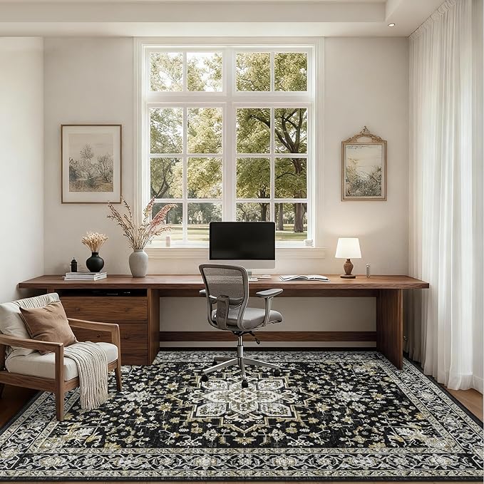 4x6 Area Rugs for Living Room: Washable Rug Soft Vintage Boho Medallion Carpet - Image 5