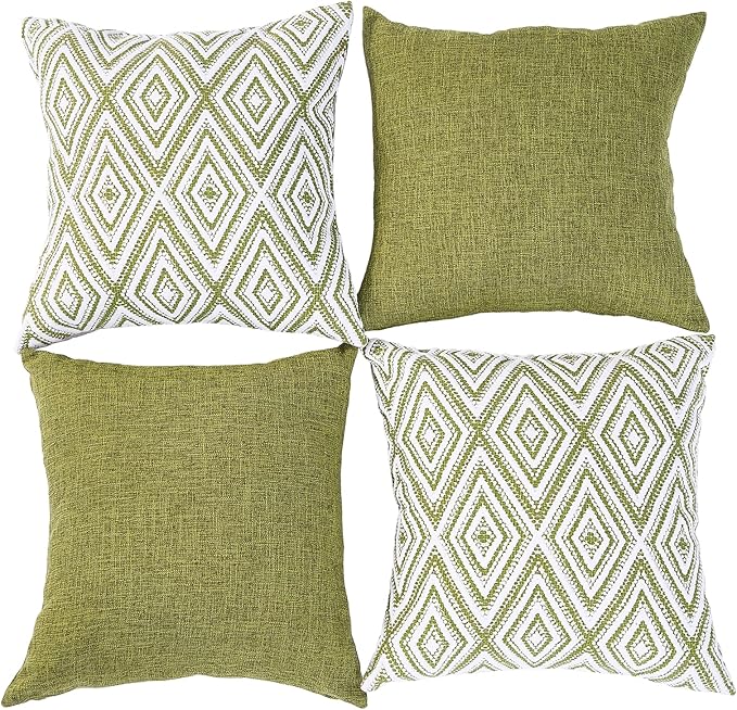 HPUK Decorative Throw Pillow Covers Set of 4 Geometric Design Linen Cushion - Image 2