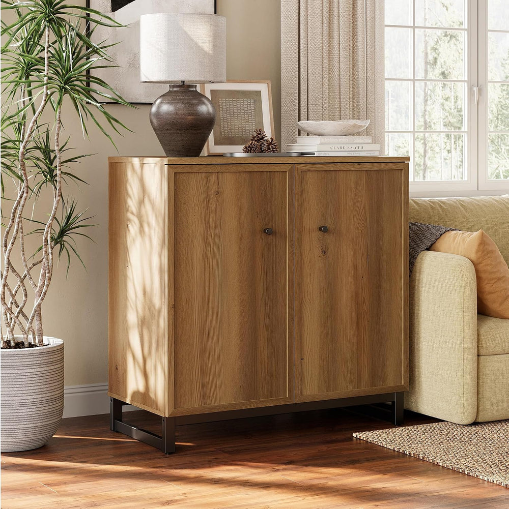 Rustic Storage Cabinet, Modern Farmhouse Set of 2 Buffet Accent Cabinet with ...