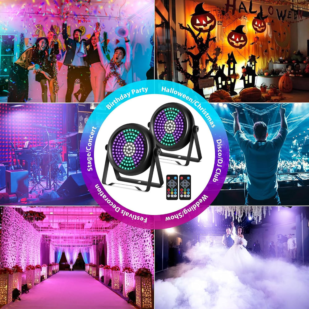 Strobe Lights for Halloween,2Pack 30W 126LEDs RGB+W+UV DJ Strobe Lights with ...