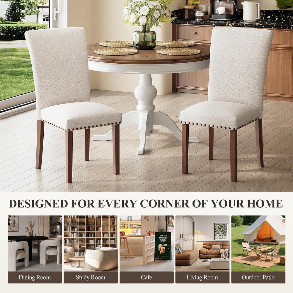 COLAMY Upholstered Parsons Dining Chairs Set of 2, Fabric Dining Room Kitchen...