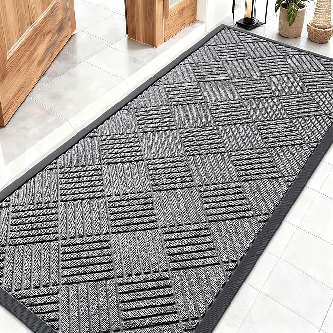 OLANLY Front Door Mat Outside Entrance 59x23, Heavy Duty Sturdy Natural Rubber by OLANLY