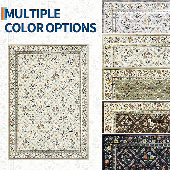 Runner Rug for Hallway Entryway 2.5x8 Farmhouse Floral Non-Slip Machine - Image 9
