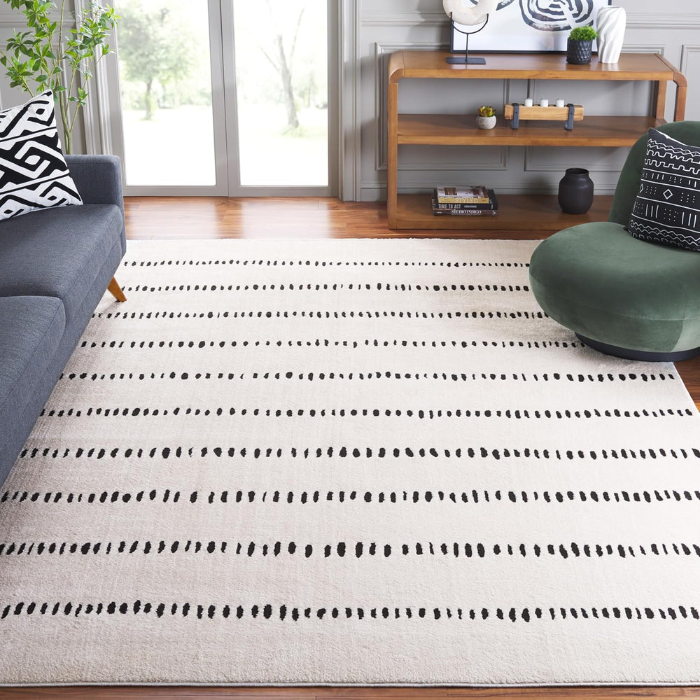 SAFAVIEH Melody Collection Area Rug - 9' x 12', Ivory & Black, Mo...