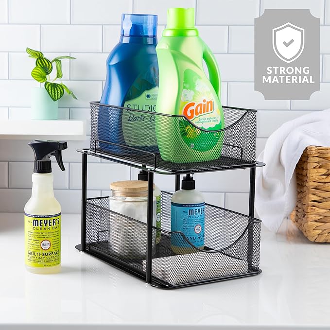 Sorbus 2 Tier Metal Under Sink Organizer - Image 6